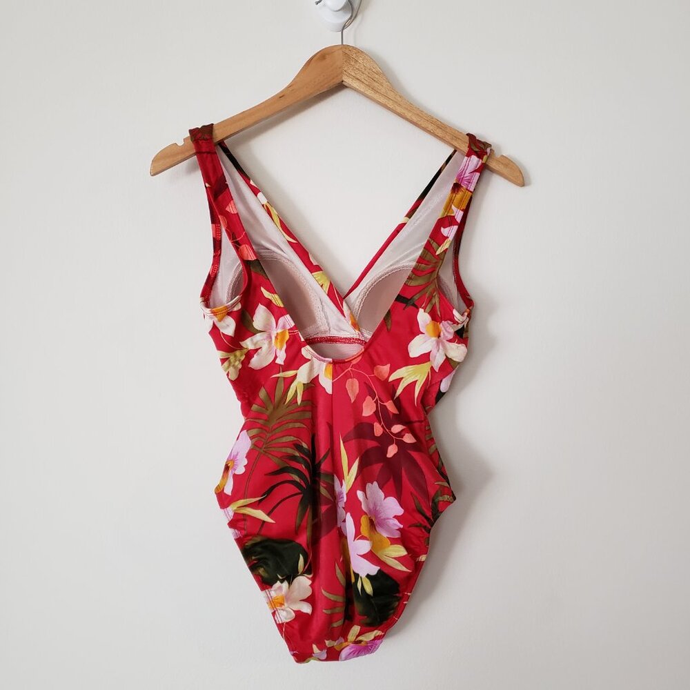 Longitude Swim Suit Size 8 One Piece Red Floral - Picture 4 of 9